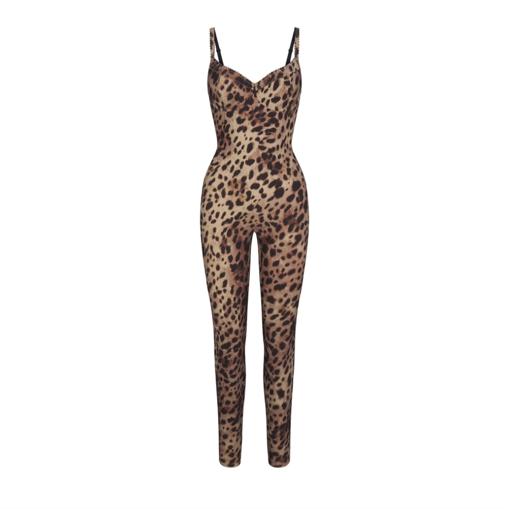 SKIMS Leopard Print Jumpsuit in Brown and Black